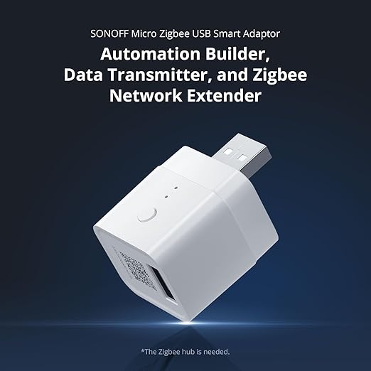 SONOFF Zigbee Smart USB Outlet, 5-22V DC Outlet Timer Smart Switch, Smart Home Devices Compatible with Alexa and Google Home, Zigbee Switch Wireless Support Fast Charging, USB 2.0 ZBMicro (1)
