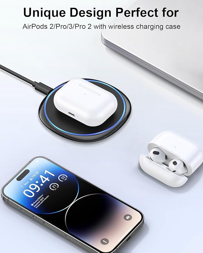 NANAMI Fast Wireless Charger [2 Pack] - Wireless Charging Pad for iPhone 17/17 Pro/17 Pro Max/16/15/14/13/13 Pro/12,10W for Samsung Galaxy S26/S26+/S25/S25 Ultra/S24/S24 Ultra/S23/S22, New Airpods