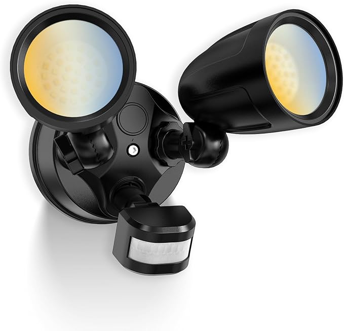 ALUSSO Motion Sensor Outdoor Lights Metal Heads, 30W 3600LM Flood Lights Outdoor 120V, 3 Modes Dusk to Dawn/Auto/On Time, 3000K 4000K 6500K Adjustable, Hardwired Security Light ETL Listed, Black 1PC