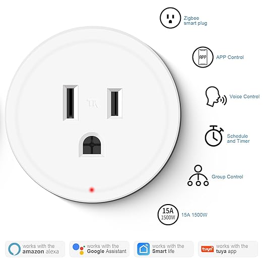 Greencycle Zigbee Smart Plug with Remote,Smart Outlet with Wall Switch,No Cloud Required(2.4G Hub Required),APP Control,Voice Control Compatible with Alexa,Google Assistant,Schedule and Timer,2Plugs