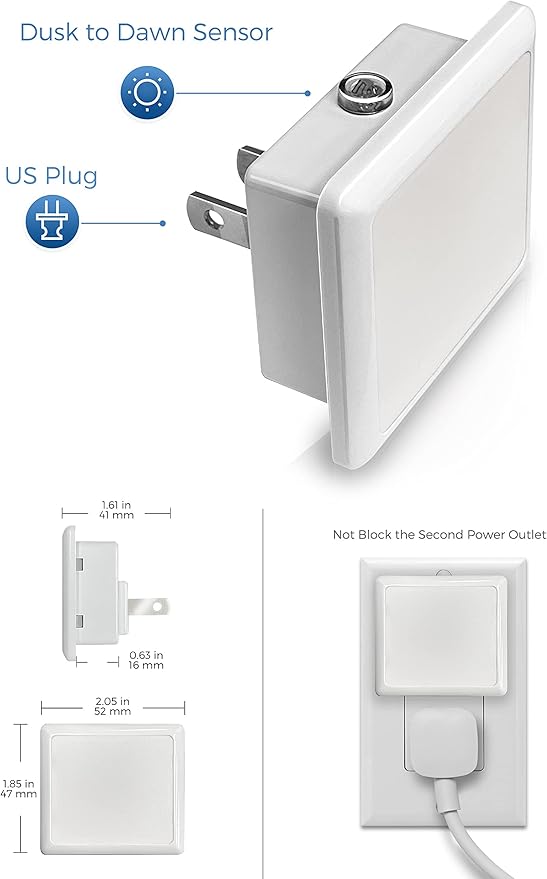 L LOHAS LED Night Lights Plug into Wall, [6-Pack] Plug in Night Light, Dusk-to-Dawn Sensor, 5000K Daylight 0.3W Bright Nightlight Auto-On/Off for Adults Kids Room Bedroom Bathroom Hallway Kitchen