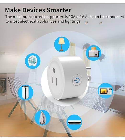 Smart Plug, WiFi Outlet Compatible with Alexa & Google Assistant, Smart Outlet 16A/2200W Max, Smart Home Automation, APP Remote Control, Timer&Schedule, 2.4G Wi-Fi Only, 2 Pack