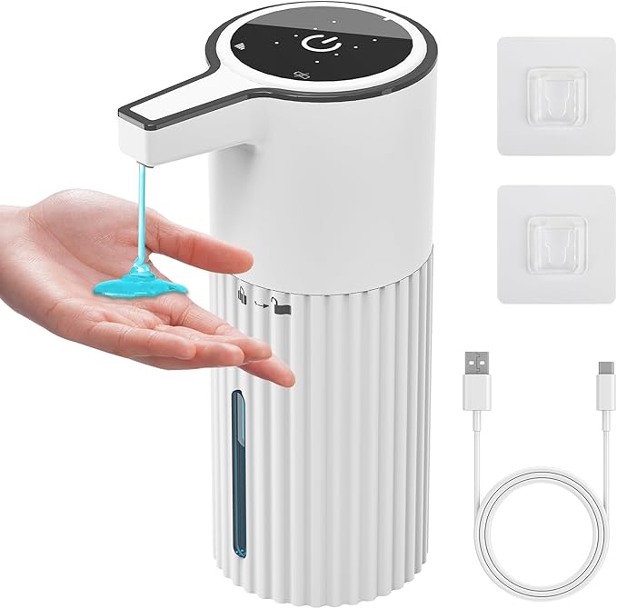 HOMELYLIFE Automatic Foam/Luquid Soap Dispenser, 13.53oz/400ml Touchless Dispenser w/ 4 Adjustable Levels, 1800mAh USB Rechargeable Smart Hand Free Dispenser for Bathroom,Kitchen,Office,Home (Liquid)