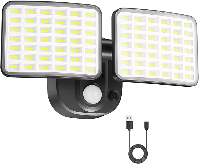 Rechargeable Battery Powered Motion Sensor Outdoor Lights with 2500LM & 4000LM(High Brightness), Wireless Flood Lights 1-3 Months Endurance, USB Charging Security Lights for Garage Yard Patio Garden