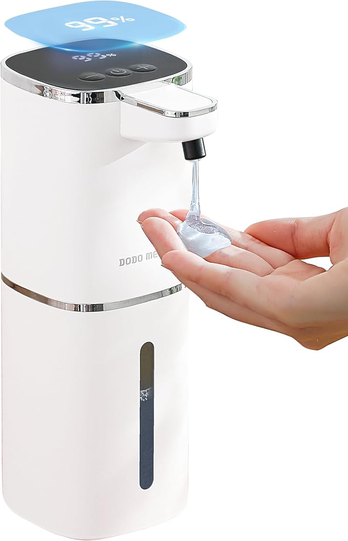 Automatic Liquid Soap Dispenser Touchless,USB Rechargeable, 9-Level Adjustable, 13.5oz/400mL, IPX5 Waterproof, Wall/Tabletop, Compatible with Thick Thin Dish Soap for Kitchen Bathroom, White