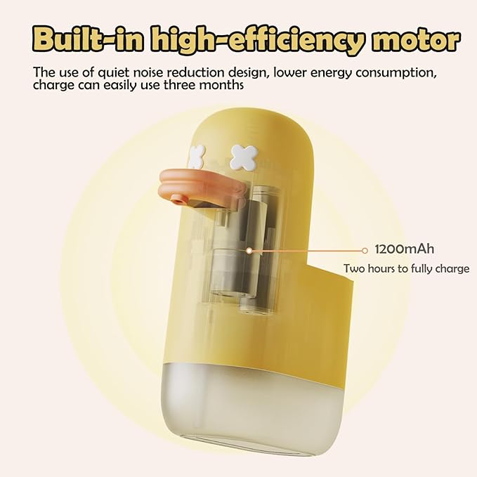 Seawah Automatic Foaming,Rechargeable Cute Bubble Duck Touchless Hand Foam Soap Dispenser for Bathroom,Smart Electric Sensor Soap Dispenser Kitchen(Yellow)