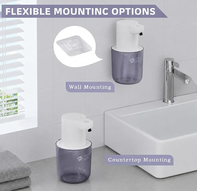 Automatic Soap Dispenser Touchless, 4-Level Adjustable Liquid Soap Dispenser, 13.5oz/400ml USB Rechargeable, IPX5 Waterproof, Countertop or Wall Mount, for Kitchen Bathroom, White