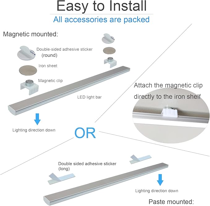 LED Motion Sensor Under Cabinet Lighting,17 inch USB Plug in LED Closet Light Bar, Under Counter Lights Night Light for Kitchen,Wardrobe,Closet,Cabinet,Cupboard,Cool White (6000K)