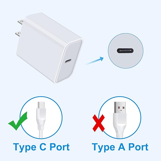 Samsung Fast Charging Block for Galaxy Z Fold 6 5 Z Flip 6 5 A14 5G A54 A53 A23 A13 A35 S25 S24 S23 S22 Ultra S21 S20,20W Super Type C Charger Box for iPhone 16 15 14 13 12 Pro Max XS XR,Pixel 9 8 7 6