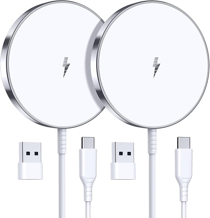 Magnetic Wireless Charger 15W Fast Mag Safe Charger for Cell iPhone 17 Pro Max/17 Pro/17 Air/17/16/15/14/13/12 Series 2 Pack Charging Pad for AirPods 3/2/Pro 2/Pro Original Replacement
