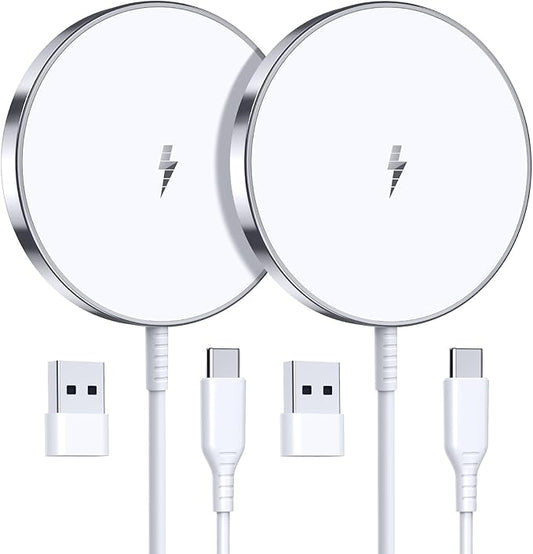 Magnetic Wireless Charger 15W Fast Mag Safe Charger for Cell iPhone 17 Pro Max/17 Pro/17 Air/17/16/15/14/13/12 Series 2 Pack Charging Pad for AirPods 3/2/Pro 2/Pro Original Replacement
