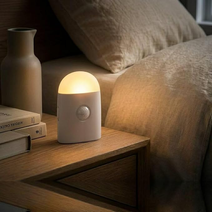 Motion Sensor LED Night Light,Warm White 3 Levels Dimmable Rechargeable Battery,Stick-On & Hook Mount Wireless Closet Light for Cabinet,Wardrobe,Stairs,Hallway,Bathroom,Bedroom,Camping(1 Pack)