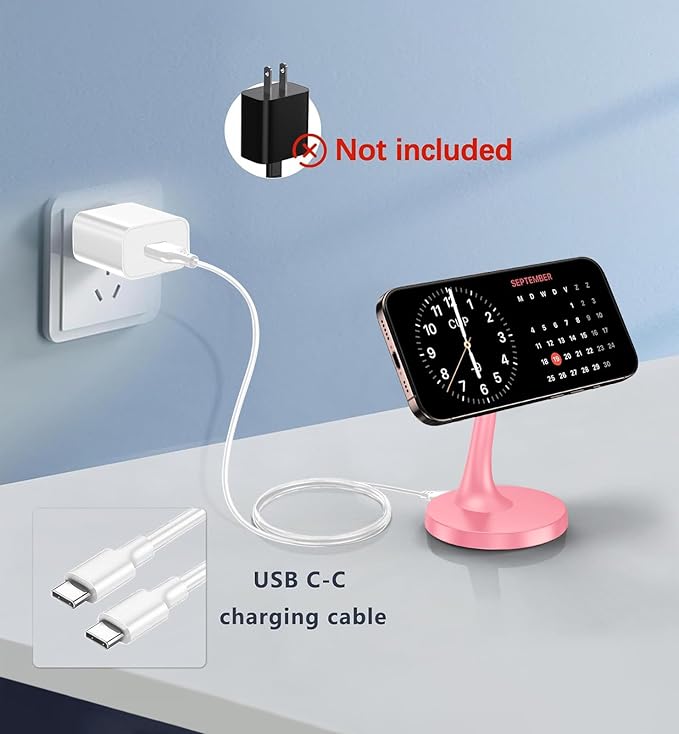 TXXTOL Magnetic Wireless Charger iPhone Stand, 15W Fast Mag-Safe Charger iPhone 17/17 Air/17 Pro/17 Pro Max 16/15/14/13/12 Series Magnet Wireless Charging Station/Pad/AirPods for Home, Office, Travel