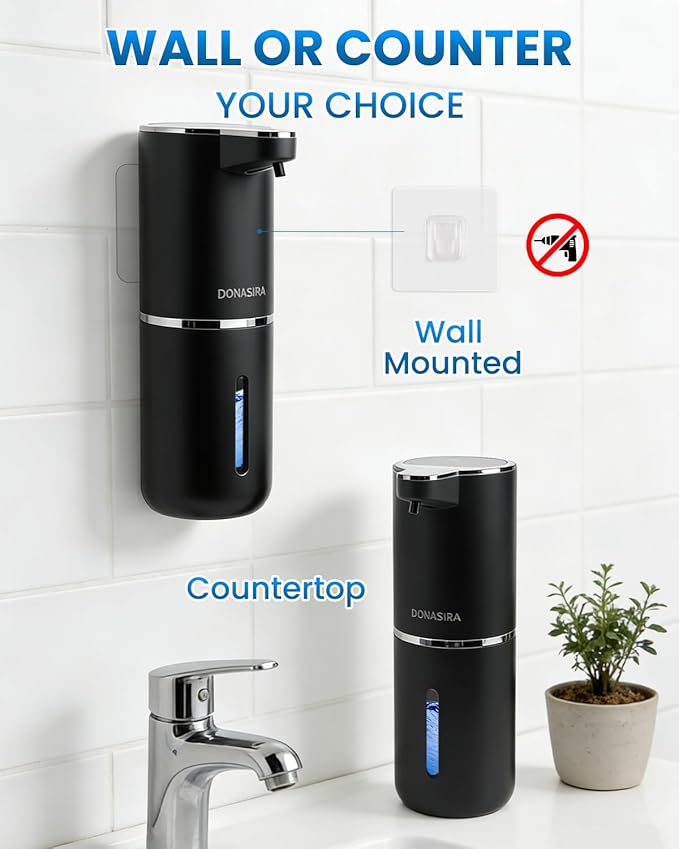 Automatic Soap Dispenser Touchless, Hands-Free, USB Rechargeable Dish Hand Soap Dispenser, 4 Adjustable Volume, Clog-Free for Bathroom Kitchen, Soap Waste Reduction, Easy for Toddlers, Black