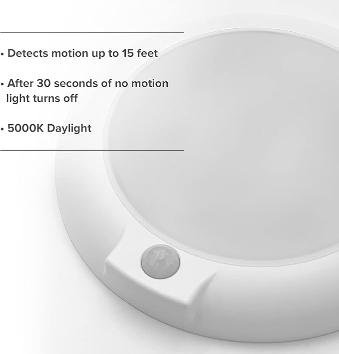Maxxima 6 in. Round Motion Sensor LED Ceiling Mount Light Fixture - 700 Lumens, 5000K Daylight, Indoor Dome Light, Ideal for Closet, Hallway, or Kitchen Pantry Lighting