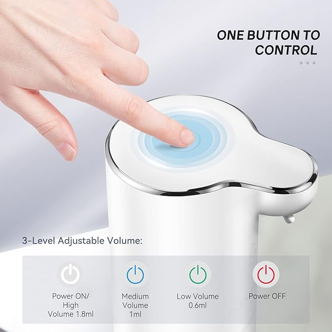 Secura Foaming Soap Dispenser, 10oz/300ml Touchless Automatic Soap Dispenser with Adjustable Volume Control, Rechargeable Hands Free Soap Dispenser for Kitchen, Bathroom (White)