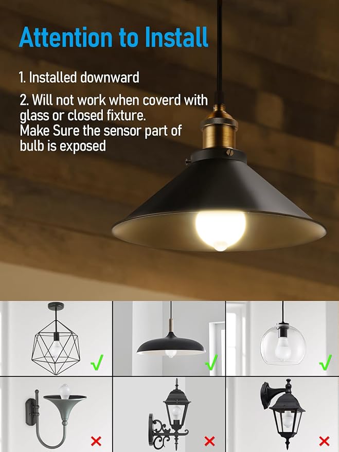 TORCHSTAR LED Motion Sensor Light Bulb, UL FCC DOE Listed, 9W (60W Eqv) 900LM, E26 Base, A19 Motion Detector Activated LED Light Bulb for Laundry Porch Basement Hallway, 3000K Warm White, Pack of 4
