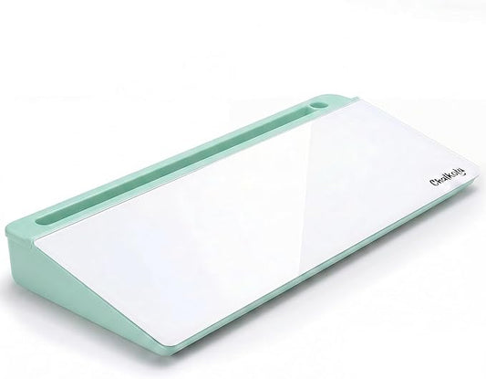 Chalkola Green Glass Desktop Whiteboard with Storage - Dry Erase Board, Work Desk Organizers, Computer Keyboard Stand, Home Office Desk Accessories, Workspace Desktop Buddy