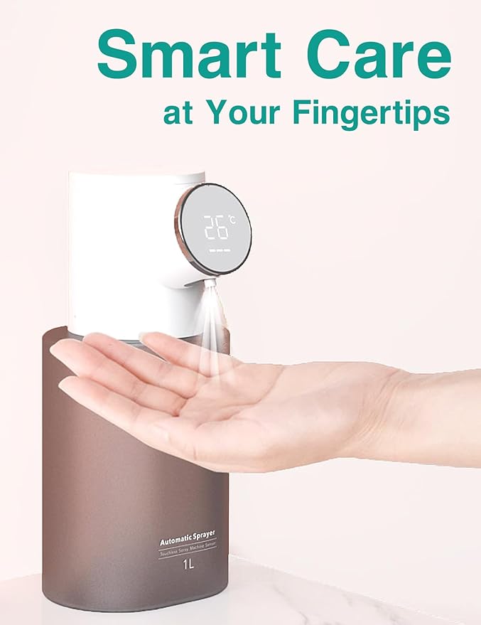 INUSO® Touchless Alcohol Spray Dispenser – Rechargeable 1000ml/33oz Desktop Automatic Hand Sanitizer Dispenser Station, Liquid Hand Sanitizer Spray Dispenser for Home, Office, School, Hospital Use