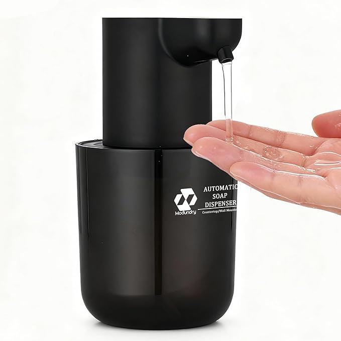 Automatic Soap Dispenser Touchless, 4-Level Adjustable Liquid Soap Dispenser, 13.5oz/400ml USB Rechargeable, IPX5 Waterproof, Countertop or Wall Mount, for Kitchen Bathroom, Black