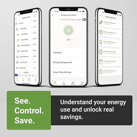 Emporia Energy Monitoring Smart Plug, WiFi Smart Outlet Plug Works with Alexa and Google Home - 15a WiFi Outlet with Timer, Mobile App, Home Energy Monitor, Scheduling - 2.4ghz WiFi Only (1 Pack)