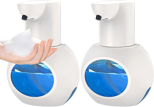 2 Pack Automatic Foam Hand Soap Dispenser Rechargeable Touchless Wall Mount Foaming Soap Dispenser 15oz/420ml 4 Adjustable Levels Infrared Sensor Electric Dispenser for Bathroom Kitchen Office White