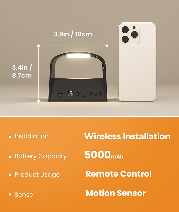 FULEN 4 Pack Motion Sensor Wall Lamp with Remote Control 3 Colors Wireless Wall Light LED Indoor Up and Down Wall Sconce 5000mAh Rechargeable Battery Powered Wall Lamps Brightness Adjustable,Black
