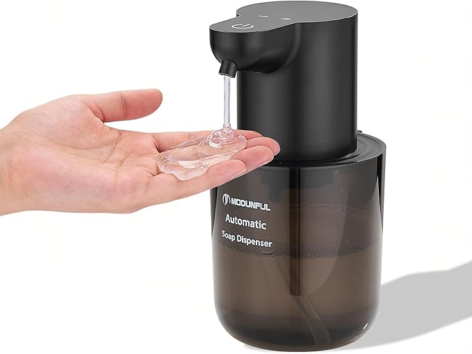 Automatic Soap Dispenser for Kitchen Sink - Wall-Mount & Countertop: 4-Level Adjustable, 13.5oz Clear Plastic IPX5 Rechargeable, Suitable for Kitchen Sink & Bathroom (Black)