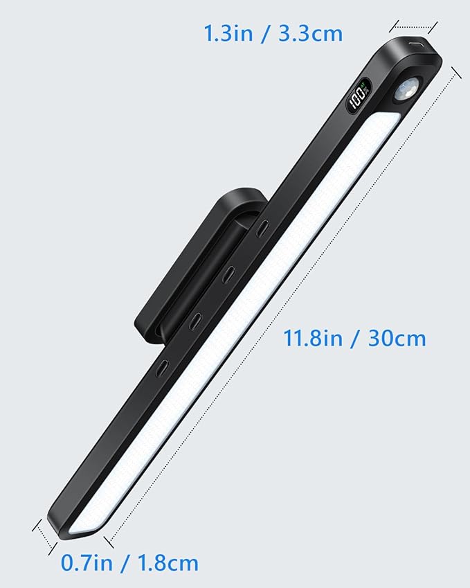 Ferswe 5W Motion Sensor Magnetic Light Bar, 2500mAh Rechargeable Under Cabinet Lighting with Battery Display, Eye-Friendly Mirror Lights, LED Light Bar for Cabinet, Closet, Bathroom and Desk