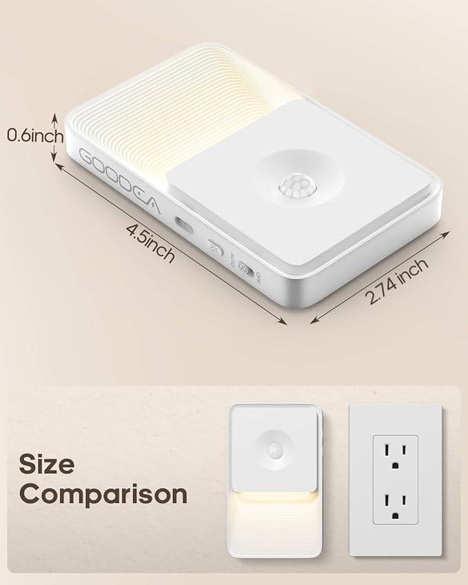 GOODEA Rechargeable Motion Sensor Night Lights for Stairs, Magnetic Stair Lights Indoor, Warm Dimmable Night Light for Hallway,Bathroom,Bedroom,Closet(8Pack)