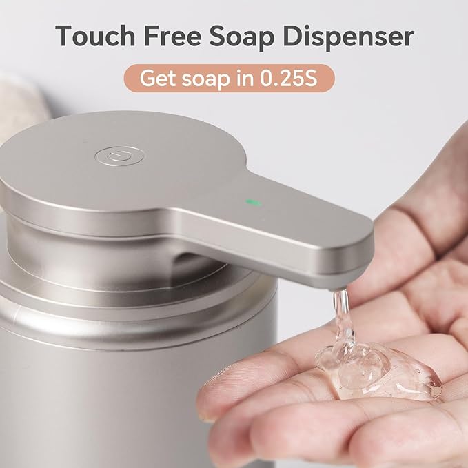 LAOPAO Automatic Soap Dispenser, Liquid Hand Soap Dispenser for Bathroom Kitchen Rechargeable Touchless Hand Soap Pump, 10oz