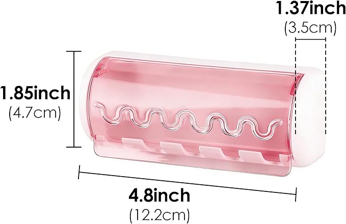 2 PCS Self Adhesive Toothbrush Holder with Cover for Bathroom, 5-Slot Wall Mounted Toothbrush Organizer Rack for Shower, Dorm, Cabinet (Pink)