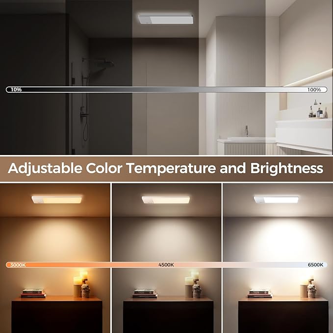 SNADER Rechargeable Motion Sensor Ceiling Light with Remote -12000mAh Battery Operated Ceiling Light Wireless - Motion Sensor Light Indoor for Closet, Bathroom, Garage, Stair, Hallway (1, 3 Colors)
