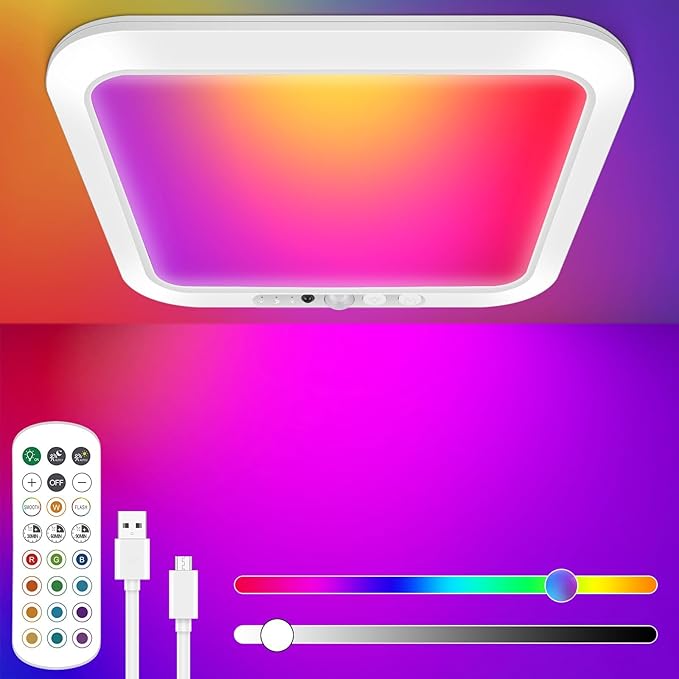 Rechargeable Motion Sensor Closet Light with Remote, Wireless Shower Lights for Inside Shower, Battery Powered Closet Light Magnetic, LED Shower Light No Wiring for Bathroom, Shower, Closet, Porch