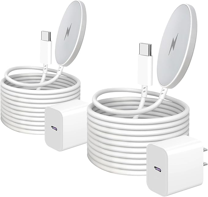 [Apple MFi Certified] 2Pack 6FT Mag-Safe Wireless Charger, 15W Fast Magnetic Pad with USB-C Block for iPhone 17/16/15/14/13/12 (Air/Pro/Max/Plus) & AirPods 4/3/2/Pro/Pro2 - Apple Wireless Charging Kit