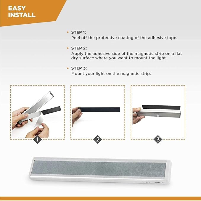 VYANLIGHT Under Cabinet Lighting – Motion Sensor Closet Lights, Battery Operated LED Strip Light Bar, Stick-On Wireless Indoor Lights for Kitchen, Pantry, Hallway, Stairs, 6 Pack