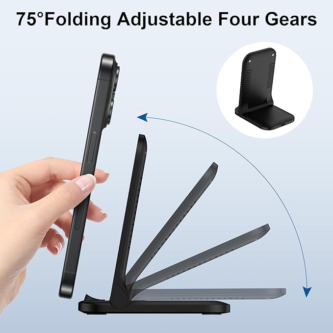 Foldable Wireless Charger Samsung Wireless Charging Station for Galaxy S26 S25 Edge S25 Ultra Plus S24 S23 S22 S21 S20 S10,15W Android Dock Charger Phone Charging Stand for Google Pixel 10 9 8