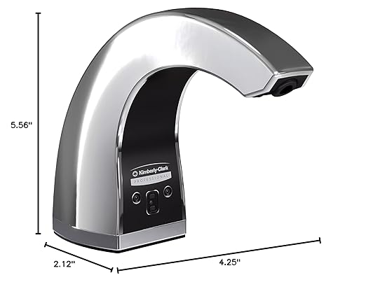 Kimberly-Clark Professional™ Touchless Counter Mount Soap and Hand Sanitizer Dispenser (47604), Chrome, 1.5 L Capacity, 2.12" x 4.25" x 5.56" (Qty 1)