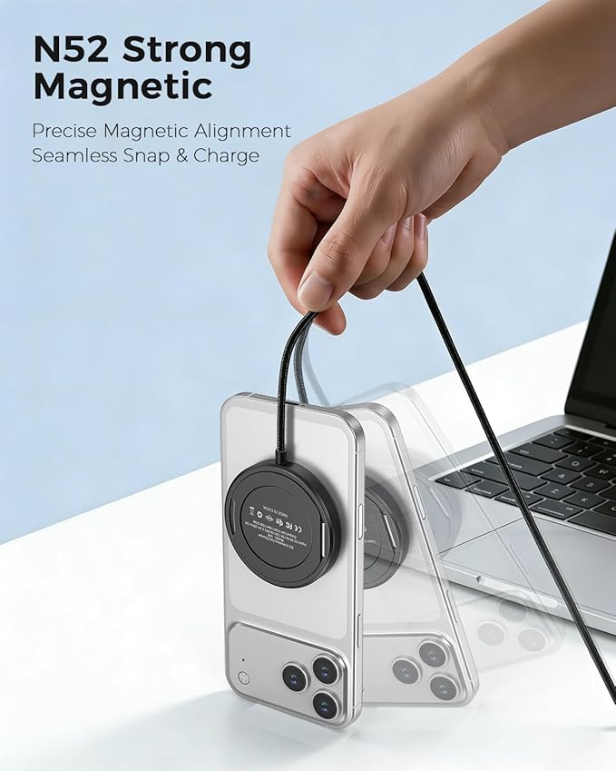 25W Magnetic Wireless Charger, Qi2.2 Fast Wireless Charging Pads with Kickstand,MagSafe Charger for iPhone 17/16/15/14 Series & AirPods 4/3/2/Pro, Samsung S26 S25 Series, Google Pixel, 2 Pack