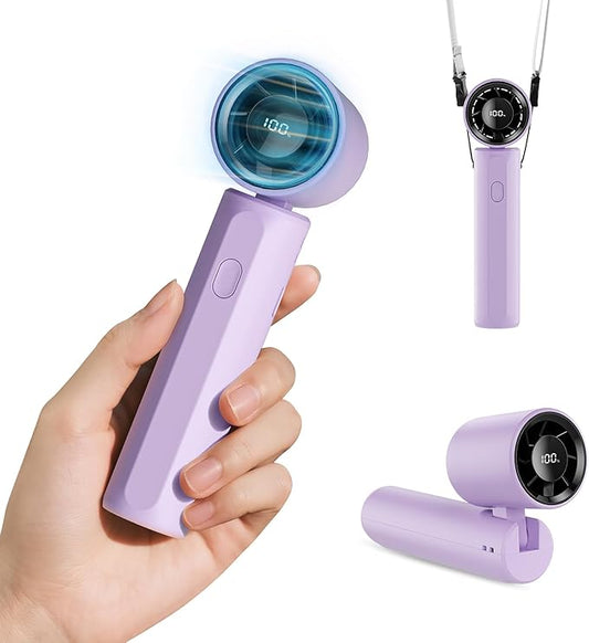 2026 Upgraded Portable Handheld Turbo Fan Personal fan 18000RPM Speed Adjustable, 3-IN-1 Rechargeable Fan with LED Display, Travel Essentials, Gifts for Women Men Outdoor Indoor (Purple)