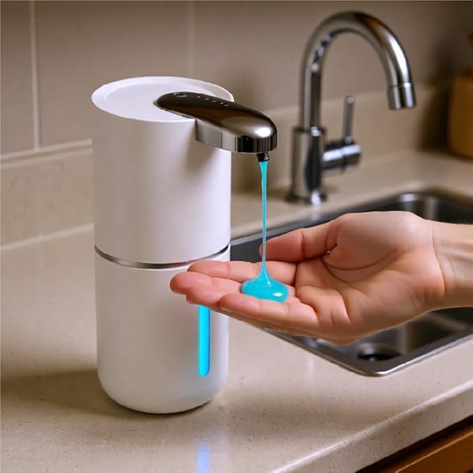 Automatic Soap Dispenser - Touchless Liquid Soap Pump for Kitchen Sink & Bathroom, USB-C Rechargeable, IPX5 Waterproof, Wall Mount or Countertop, 12.8oz (White)