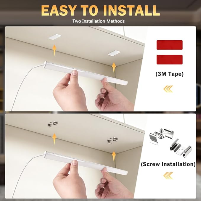 12" V-Shape Under Shelf Light Bar,Support Remote,APP & WiFi Alexa Voice Control,for Cabinet,Gun Safe,Closet,Counter,Book Shelf,Display Showcase,3000K Warm White,4Pack