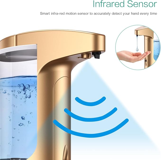 12.5oz Touchless Automatic Soap Dispenser, Automatic Liquid Hand Soap Dispenser, Battery Operated Adjustable Volume Water Resistant for Kitchen and Bathroom