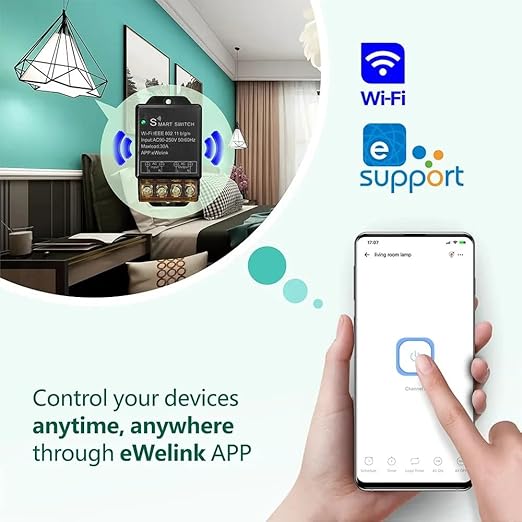 Ewelink 30A Hight Power WiFi Smart Switch 110V/120V/240V, APP Remote with Timer, Wireless DIY Mode for Home Automation, Compatible with Alexa & Google Home(2 pcs)