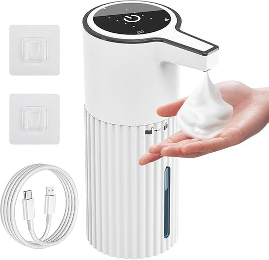 Automatic Foaming Soap Dispenser, Touchless Automatic Soap Dispenser,Soap Dispenser for Kitchen,Continuous Flow Control,400ml Capacity,Rechargeable Waterproof Adjustable Volume for Bathroom & Kitchen