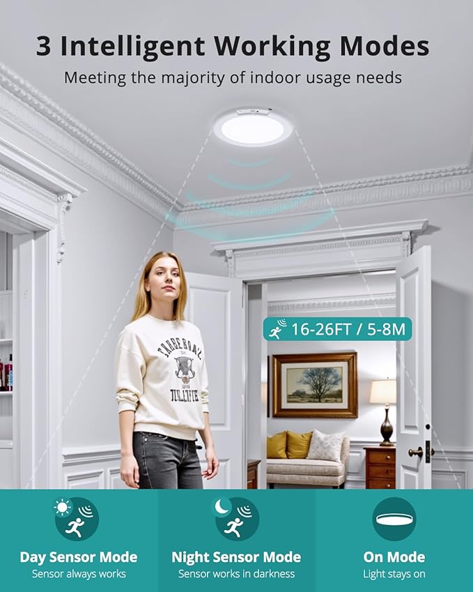 wowatt 4Pcs Battery Operated Ceiling Lights Rechargeable Motion Sensor Light Indoor Wireless Shower Light with Remote 3000K 4500K 6500K 7.48in Dimmable Timing Motion Activated Lamp for Closet Shower