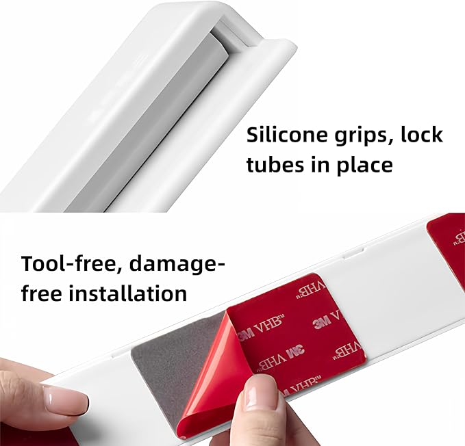 Toothpaste Holder Wall Mounted by JM.JEEMI, Face Cream Tubes Hanger,Tooth Paste Organizers Gripper with 3 Toothpaste Squeezers - White, Extra Large