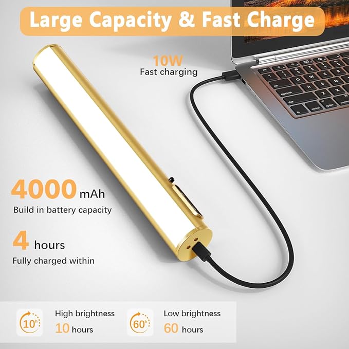 Hapfish Picture Lights for Wall Battery Operated, Wireless Art Light for Paintings, Rechargeable Wall Sconce for Picture with Remote Control, Dimmable Wall Lighting for Gallery Dartboard Mirror - Gold