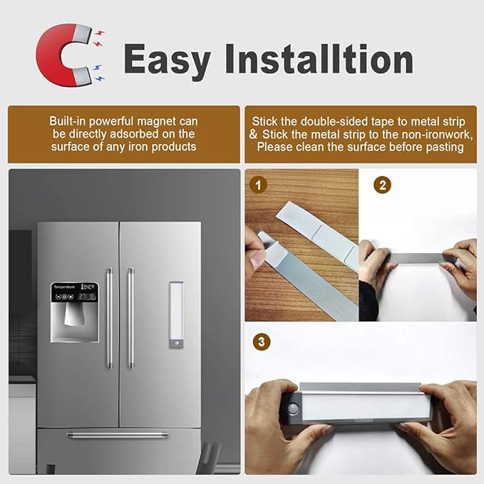 2 Pack Rechargeable Under Cabinet Lighting with Motion Sensor - 30 LED 10 Inch, Wireless USB-C Magnetic for Kitchen, Wardrobe Closet Lighting