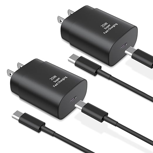 Type C Charger Fast Charging,2Pack 25W Super Fast USB C Charger Block with 6Ft USB C Cable Compatible with Samsung Galaxy S24 Ultra/S23/S22/S21/S20/Note 20/10,Pixel 6 5 4 Pro XL/iPhone 15 Series
